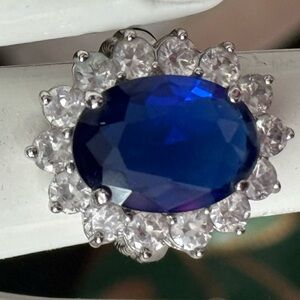 Kenneth Jay Lane Blue and Silver Gemstone Ring